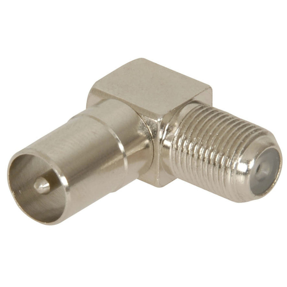 Adaptor 75 ohm TV Plug to F81 Socket Right Angle