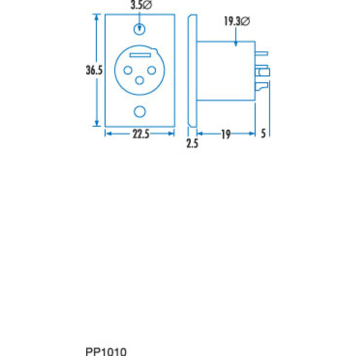 3 Pin Chassis Male Cannon Type Connector