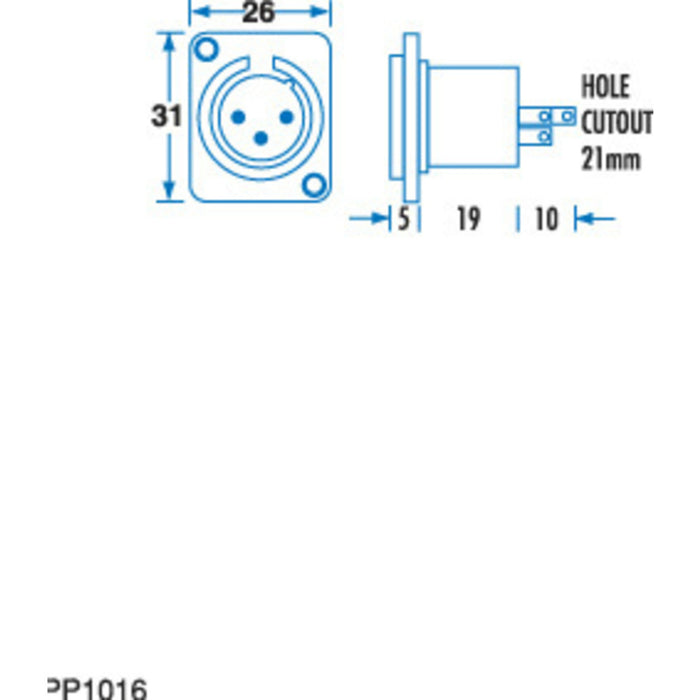 3 Pin Plastic Chassis Male Cannon Type Connector