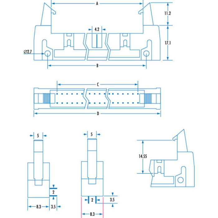 10 Pin IDC Locking Vertical Header