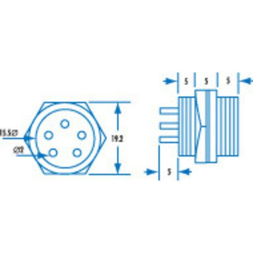 5 Pin Microphone Chassis Male Connector