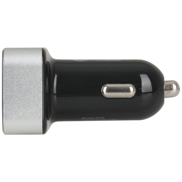 Cigarette Lighter 3 Way Splitter with USB and Voltage Display