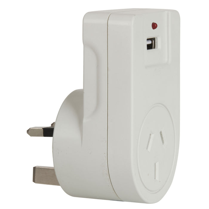 UK Mains Travel Adaptor with USB