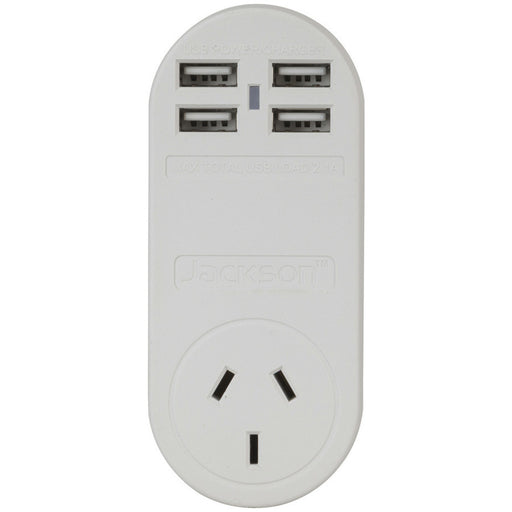 Outbound Europe Travel Mains Adaptor with 4 USB Sockets