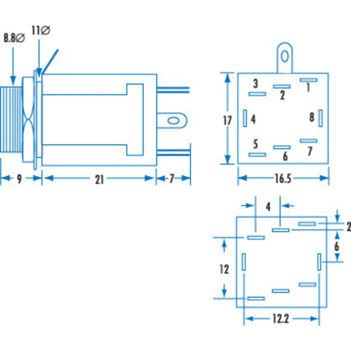 6.5mm Stereo ENCLOSED INSULATED SWITCHED Socket