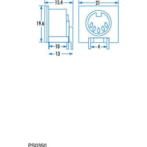 5 Pin RIGHT ANGLE PCB MOUNT DIN Socket