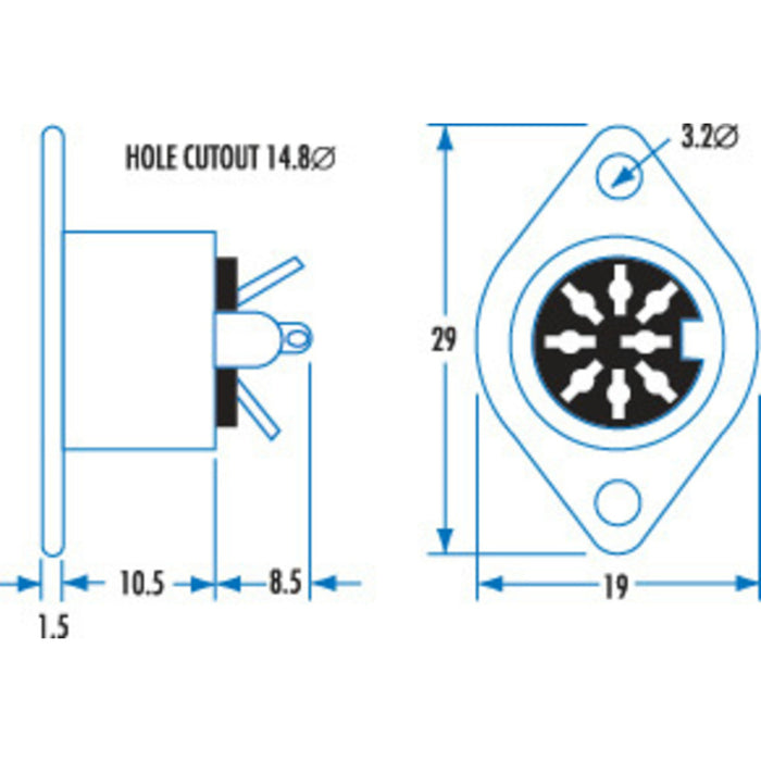 8 Pin DIN Chassis Socket