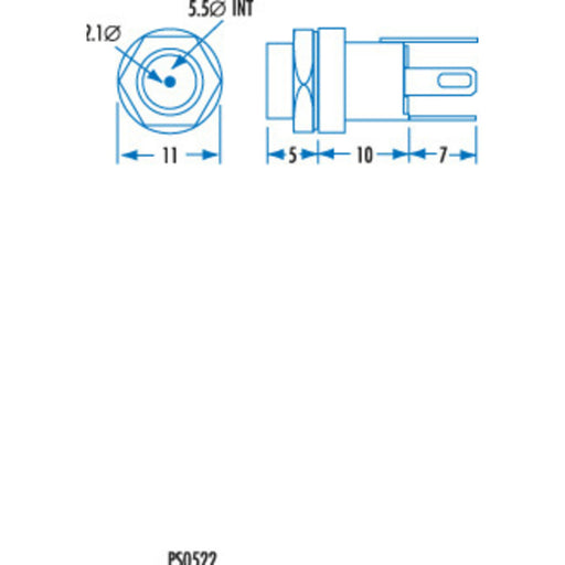 2.1mm Bulkhead Male DC Power Connector