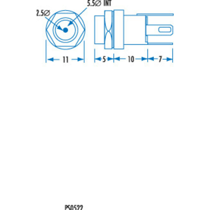 2.5mm Bulkhead Male DC Power Connector