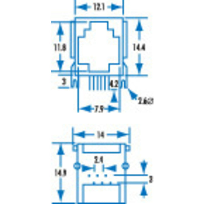 PCB Modular Sockets 6/6 - RJ12