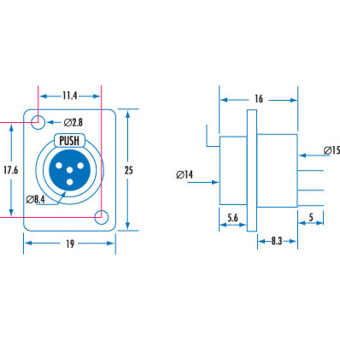 4 Pin Chassis Female Mini XLR Style Connector