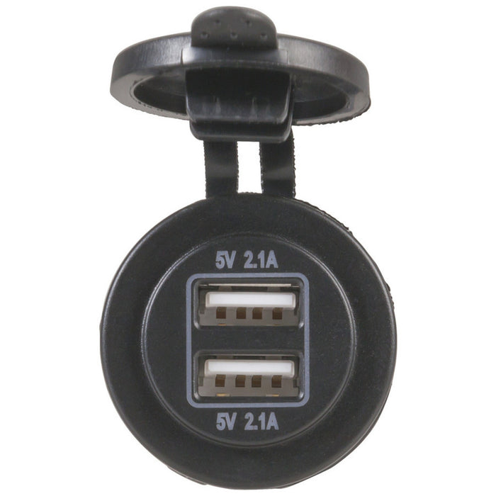 Panel/Surface Mount Dual USB Charging Ports with 4.2A Output 12/24VDC