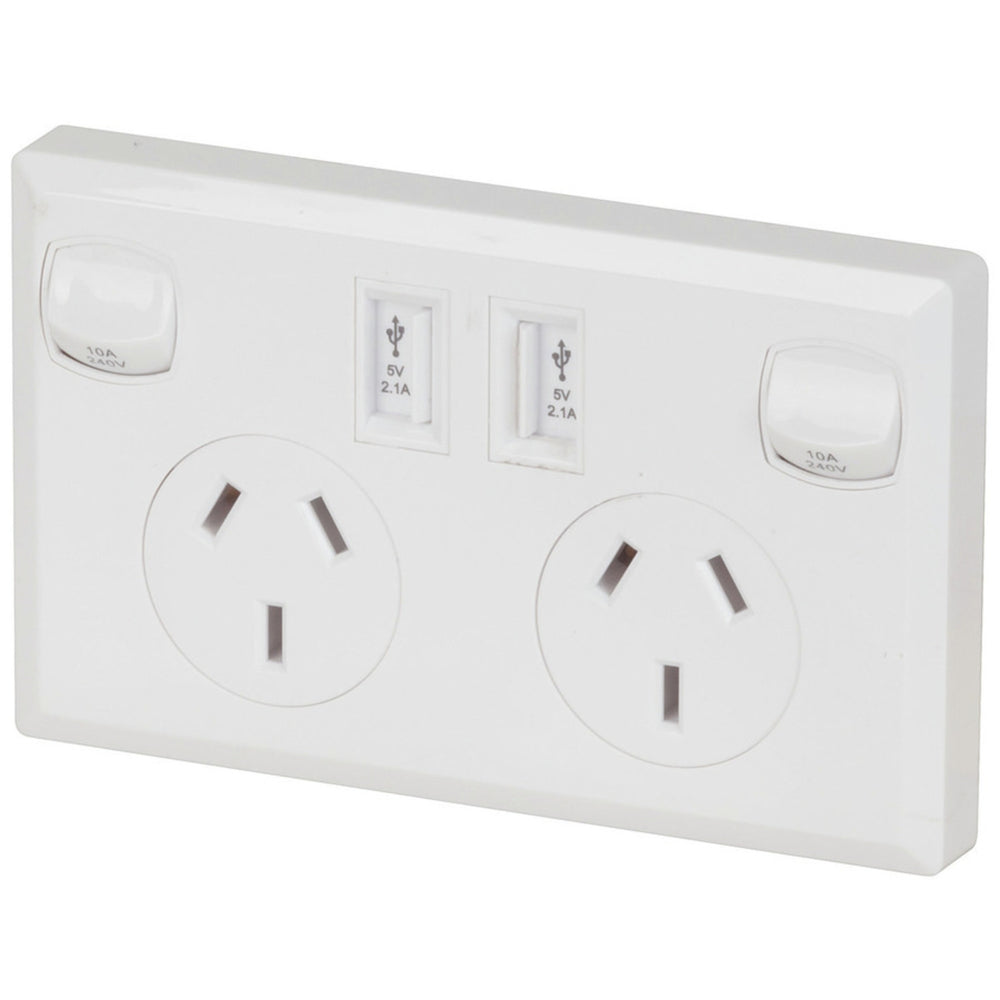 Double GPO with 2 x USB Charging ports