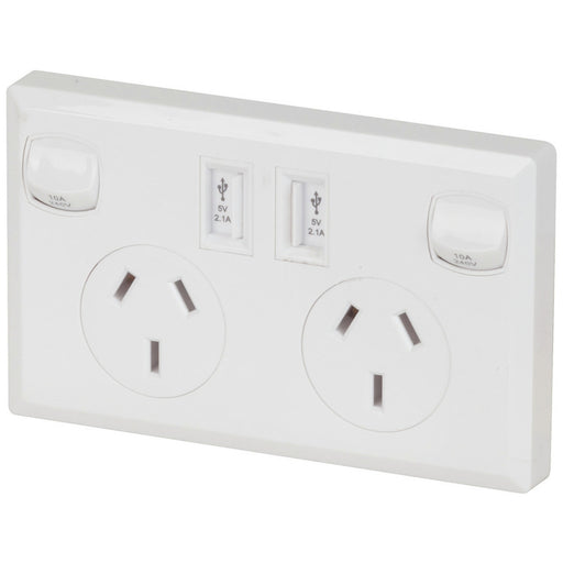 Double GPO with 2 x USB Charging ports