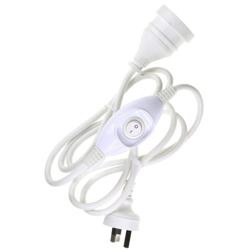 White 1.8m Inline Switch Extension Lead