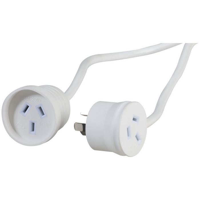 Piggy Back Extension Lead 10A 1m White