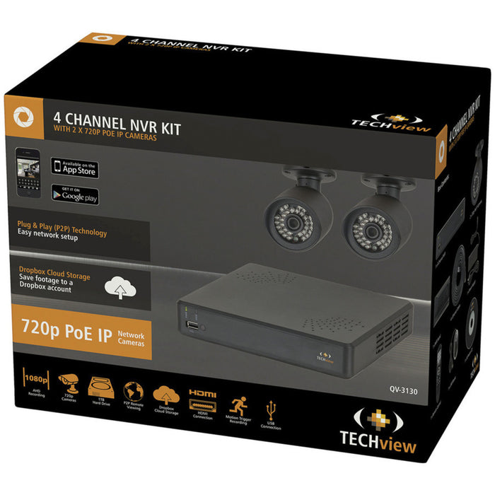 4 Channel NVR Kit with 2 x 720p IP Cameras