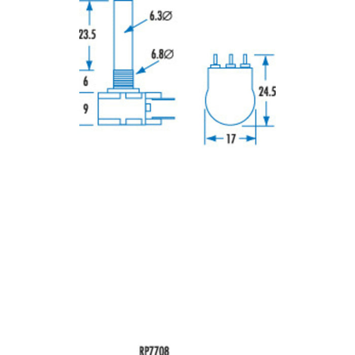 50k Ohm Linear (B) Double Gang 16mm Potentiometer