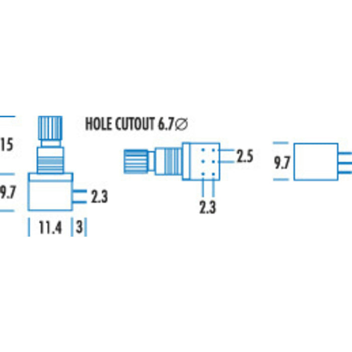 10k Ohm Logarithmic (A) Double Gang 9mm Potentiometer