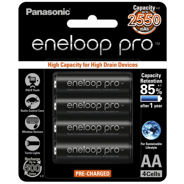 Panasonic Eneloop Pro NiMH AA Batteries 2450mAH 4 Pack