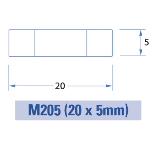 2.5A M205 Ceramic Fuses - Slow Blow