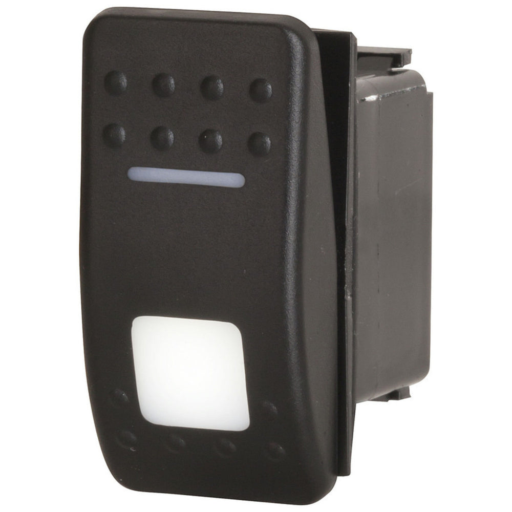 SPDT Dual Illuminated Rocker Switch with Labels and Interchangeable Covers - White