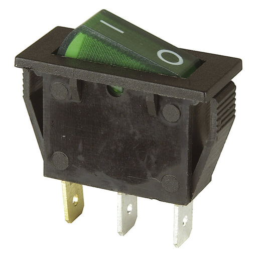 Rocker Switch Illuminated Green SPST 15A 240VAC