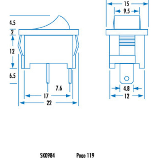 SPST Mini Rocker Switch