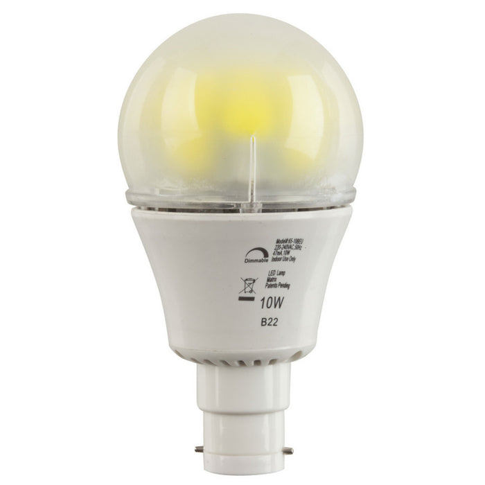 10W Dimmable Mains LED Light Globe, Natural White, Bayonet cap