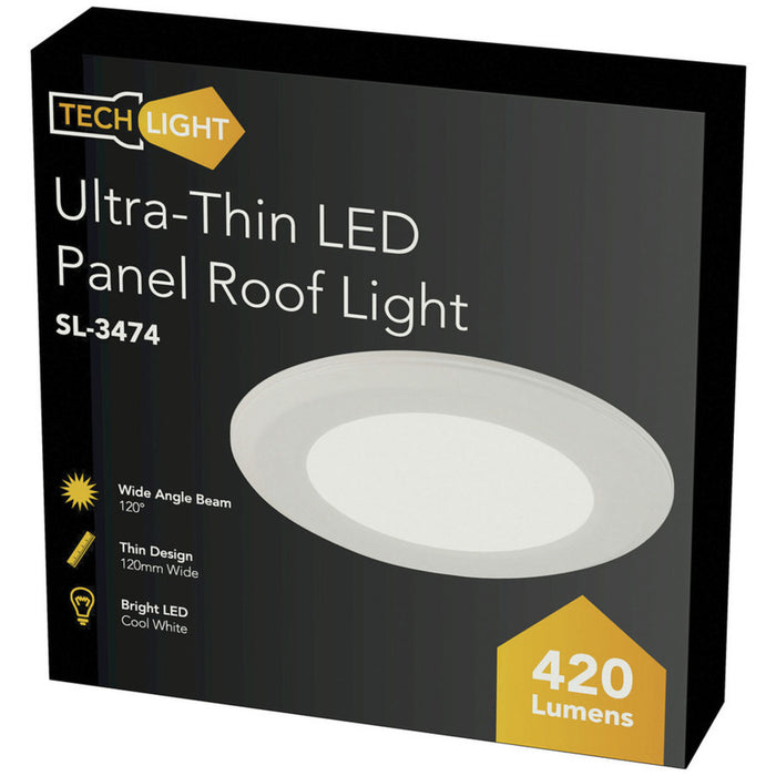 Ultra-Thin LED Panel Roof Light, 6W, 120mm, Cool White