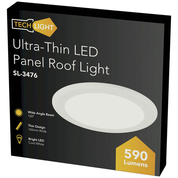 Ultra-Thin LED Panel Roof Light, 8W, 165mm, Cool White