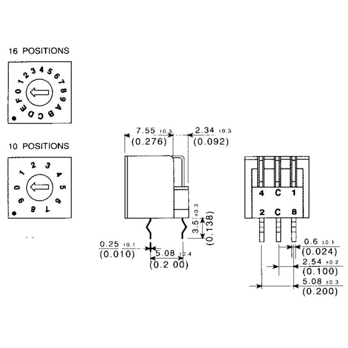 Binary Coded DIL Rotary Switches - BINARY CODED HEX