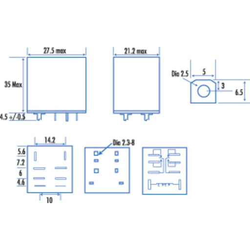 12V DPDT Power Relay - 10A 240VAC/24VDC Contacts