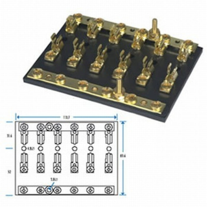 6 Way Fuse Gang Block - 83 x 100mm