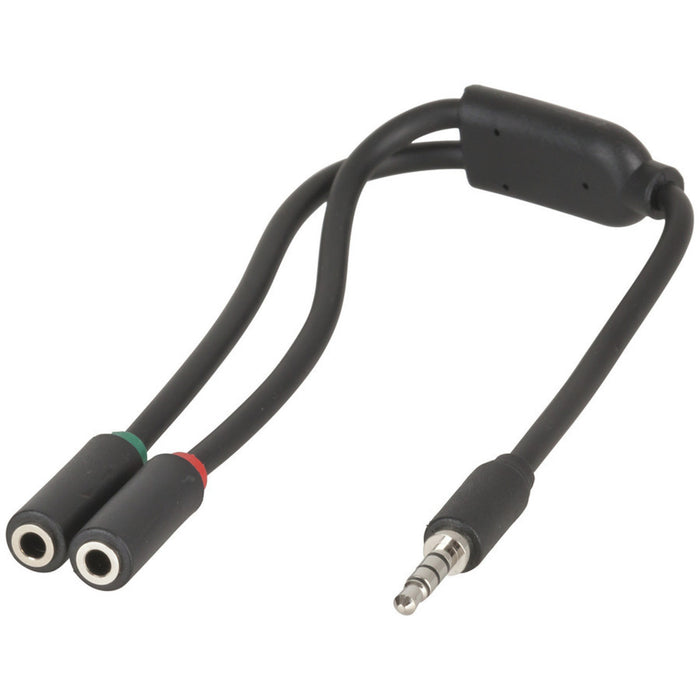 3.5mm 4 Pole Plug to 2 x 3.5mm Socket Lead - 250mm