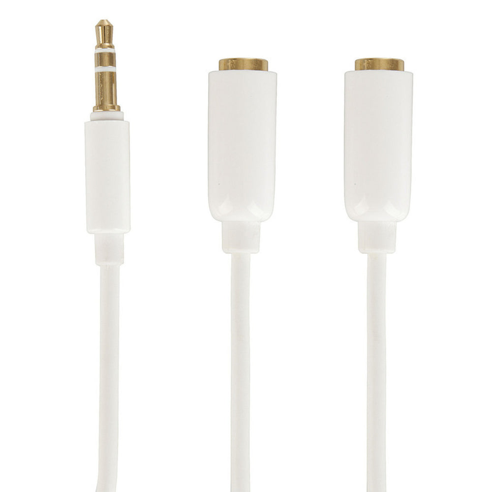 Slim 3.5mm Stereo Plug to 2 x 3.5mm Stereo Socket - 0.2m