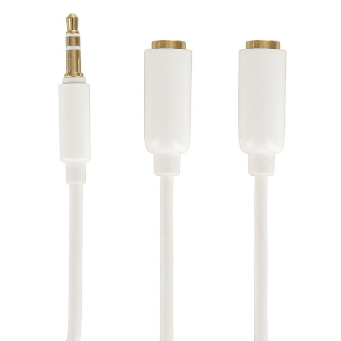 Slim 3.5mm Stereo Plug to 2 x 3.5mm Stereo Socket - 0.2m