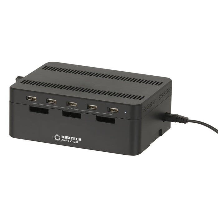 5 Port USB Charging Station with Storage Compartment