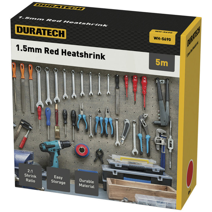 2:1 1.5mm Heatshrink Tubing 5m Red