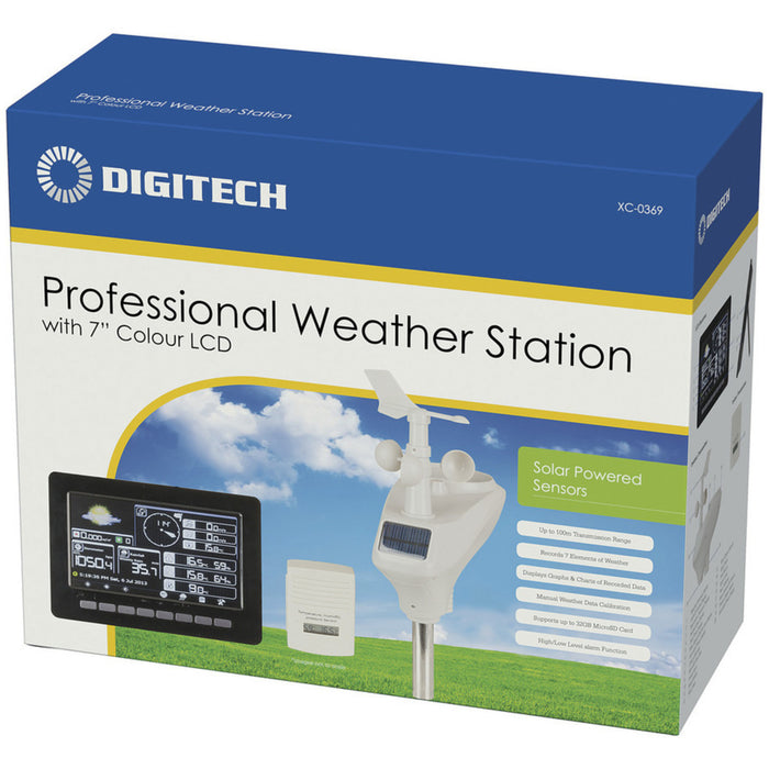 Professional Wireless Weather Station with 7 Colour LCD and Solar Powered Sensors