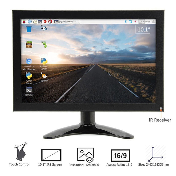 10.1 Inch Metal Shell IPS TFT 1280x800 Portable Monitor with Touch Function for Raspberry Pi All-In-One PC