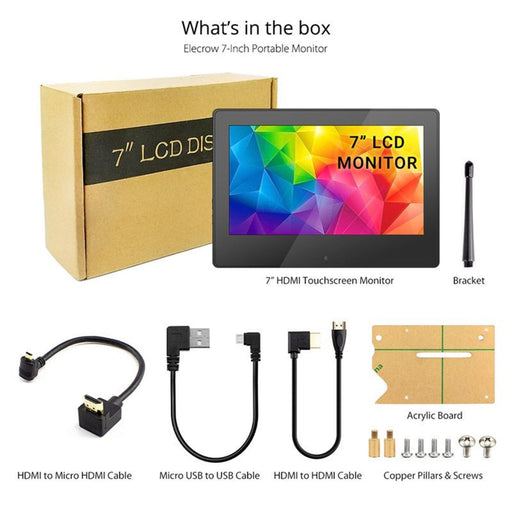 7 Inch 1024x600 Raspberry Pi Monitor Touchscreen Capacitive IPS Display with Built-in Speaker & Stand
